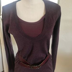 Massimo Dutti. Burgundy Sweater.Silk and Cashmere.